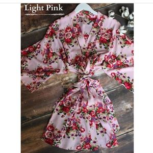 2 pink floral bridal robes